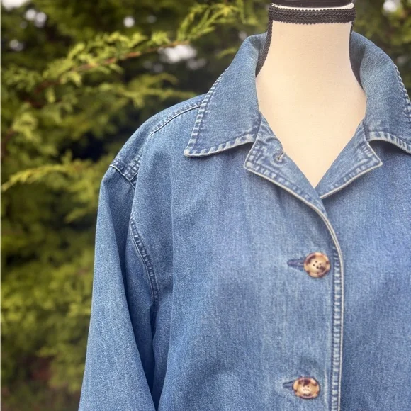 Vintage Eddie Bauer Denim Jacket – Red Lined – Size M - Picture 2 of 8